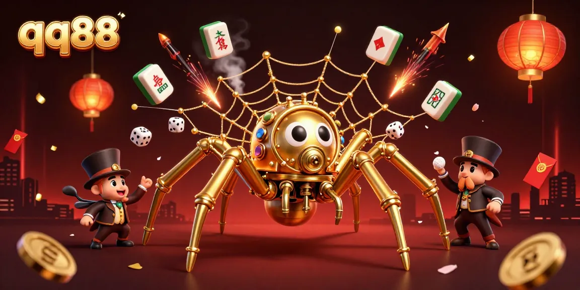 Experience thrilling action with the qq88 steampunk spider catching dice in a dynamic casino scene.