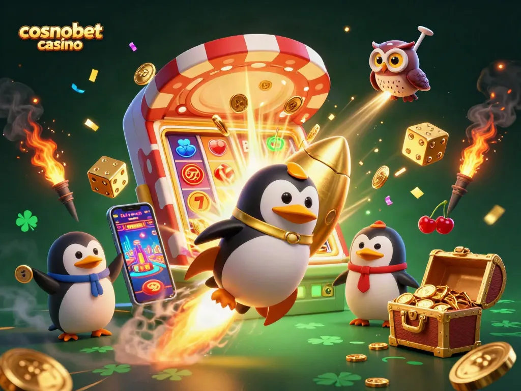 Experience the thrill of cosmobet casino with vibrant 3D illustration showcasing gaming excitement.