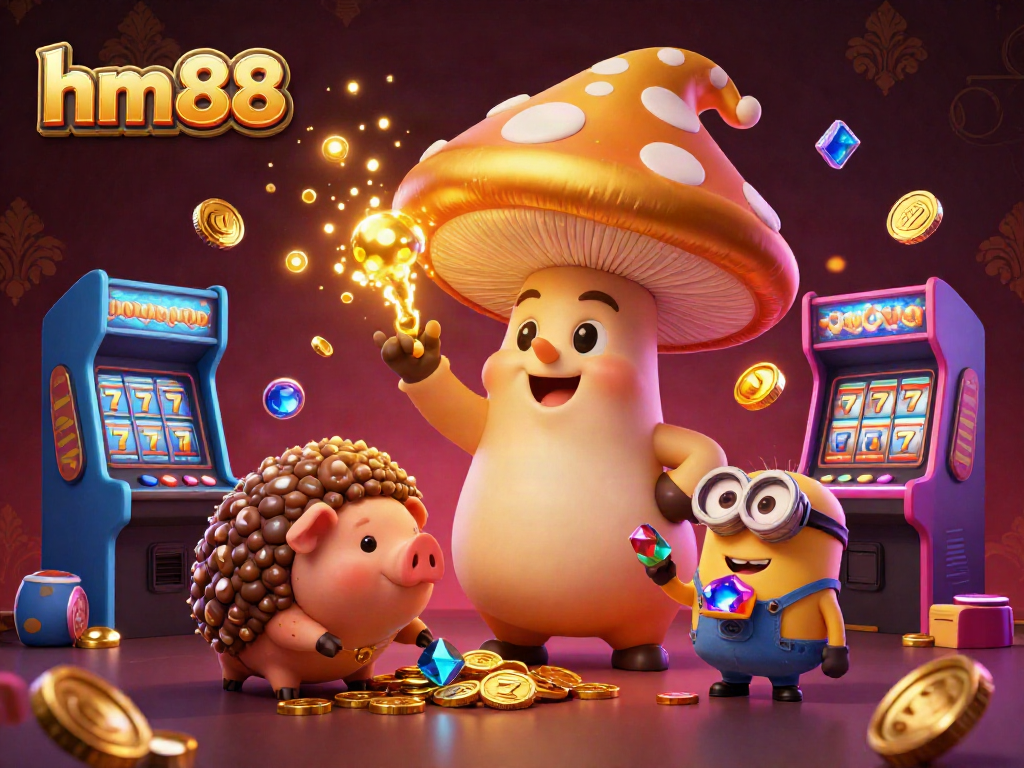 Experience thrilling gaming at hm 88 with a vibrant casino scene featuring magical characters and slot elements.