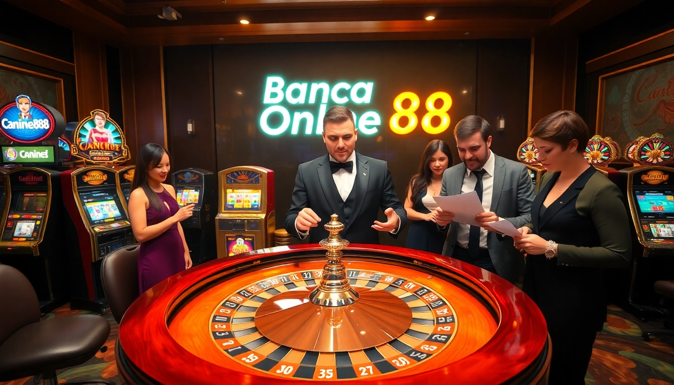 Engage in thrilling roulette action at https://bancaonline88.com/, surrounded by vibrant casino excitement.