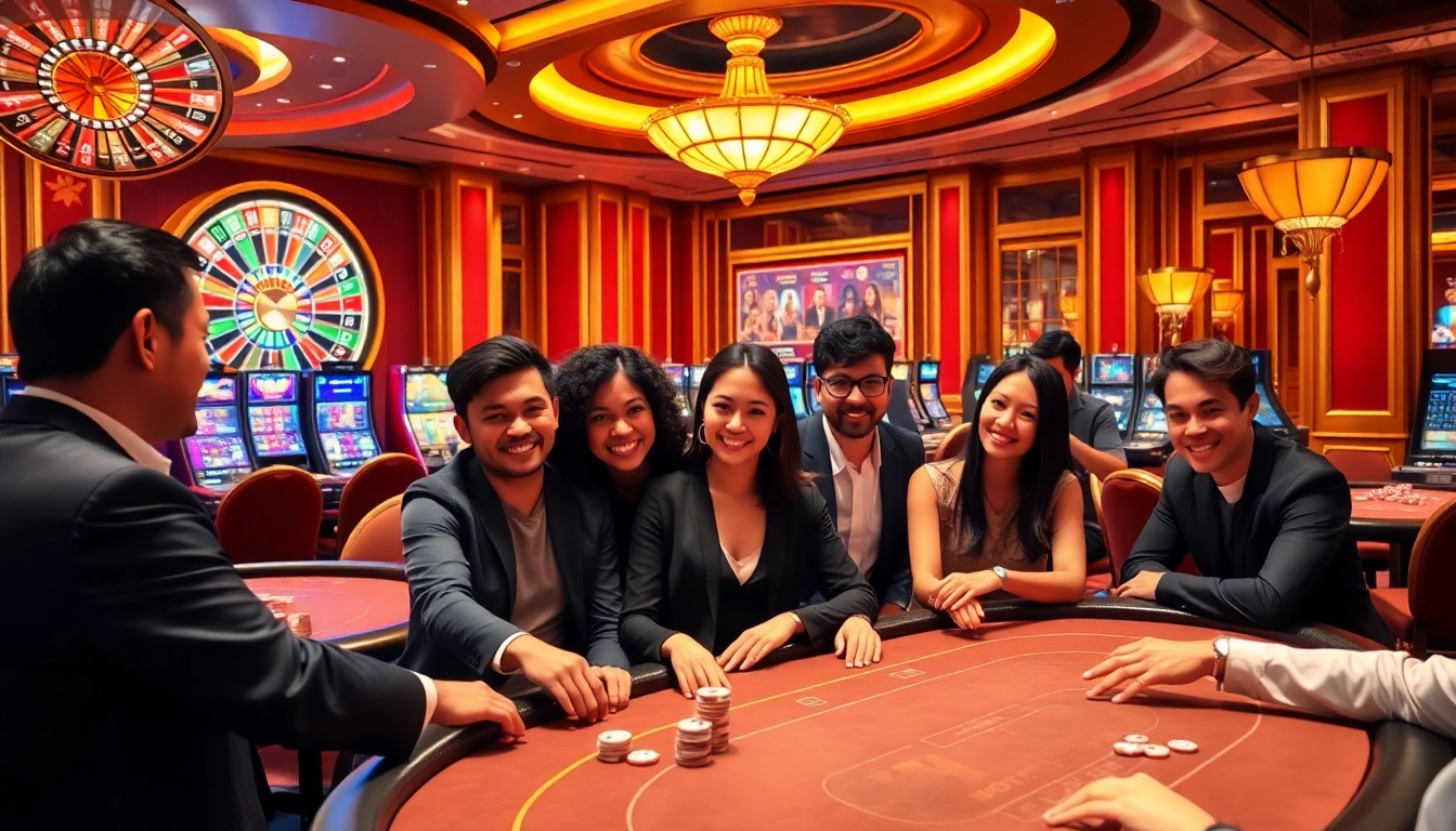 Players enjoying poker at MM88 casino with vibrant tables and energy.