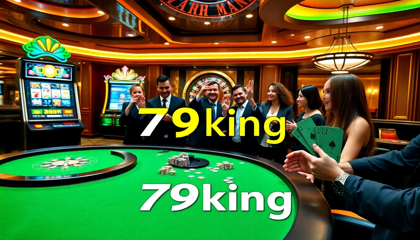 Players enjoying a game of poker at 79king casino, highlighting excitement and luxury.