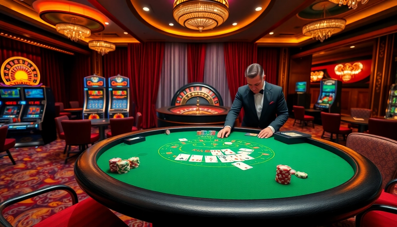 Engage in thrilling gambling activities at https://nhandinhkeonhacai.news/, surrounded by vibrant poker chips and a luxurious casino atmosphere.