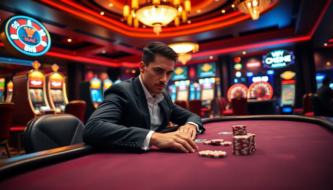 Experience the excitement of gambling at https://9win1.online/ through an immersive poker scene.