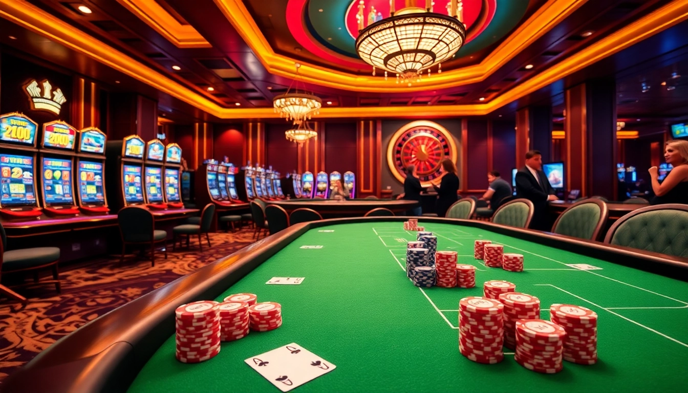 Experience thrilling gameplay at Sky Club with vibrant tables and engaging slot machines.