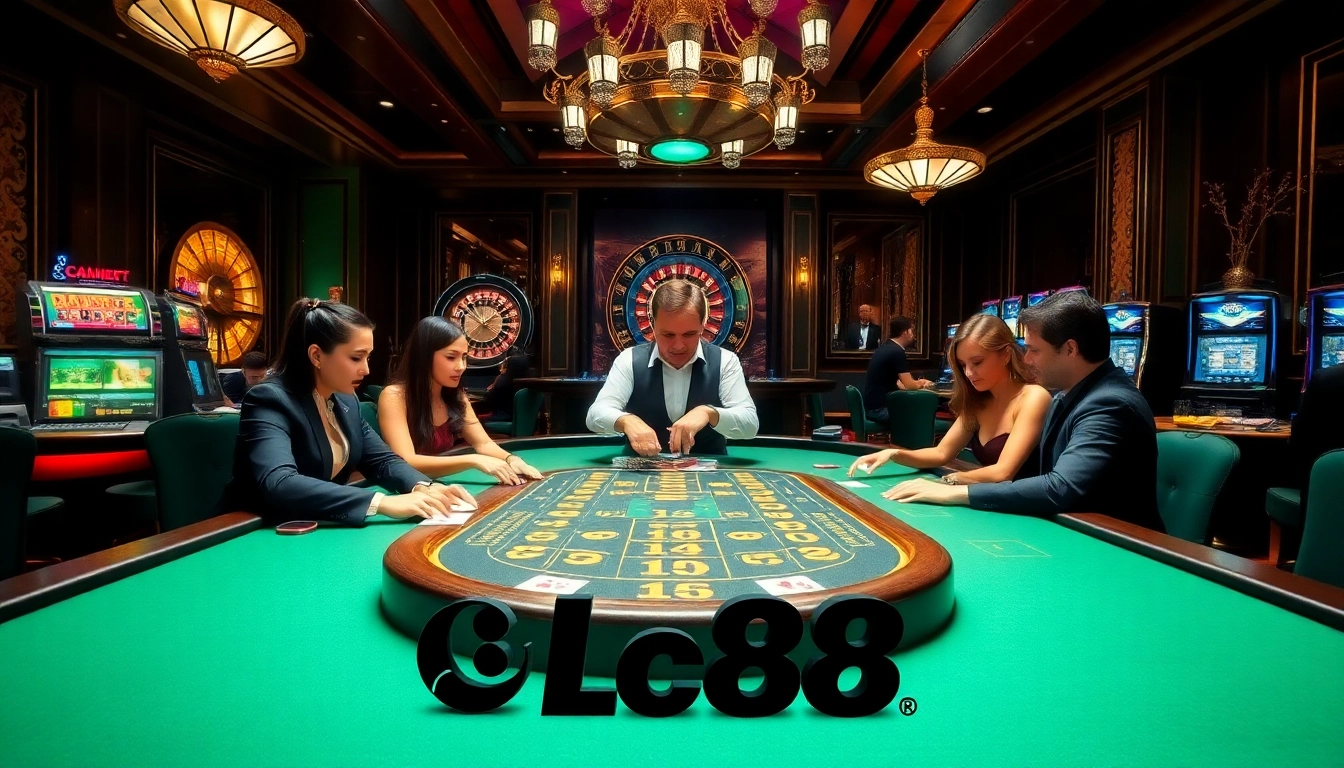 Lc88 casino scene showcasing Baccarat gameplay with vibrant atmosphere and engaging players.