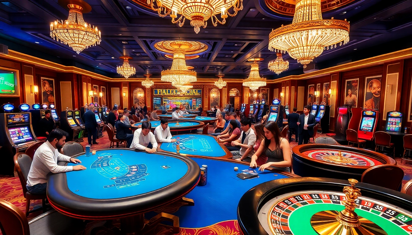 Excited players enjoying games at jun88.com, showcasing vibrant casino action and atmosphere.