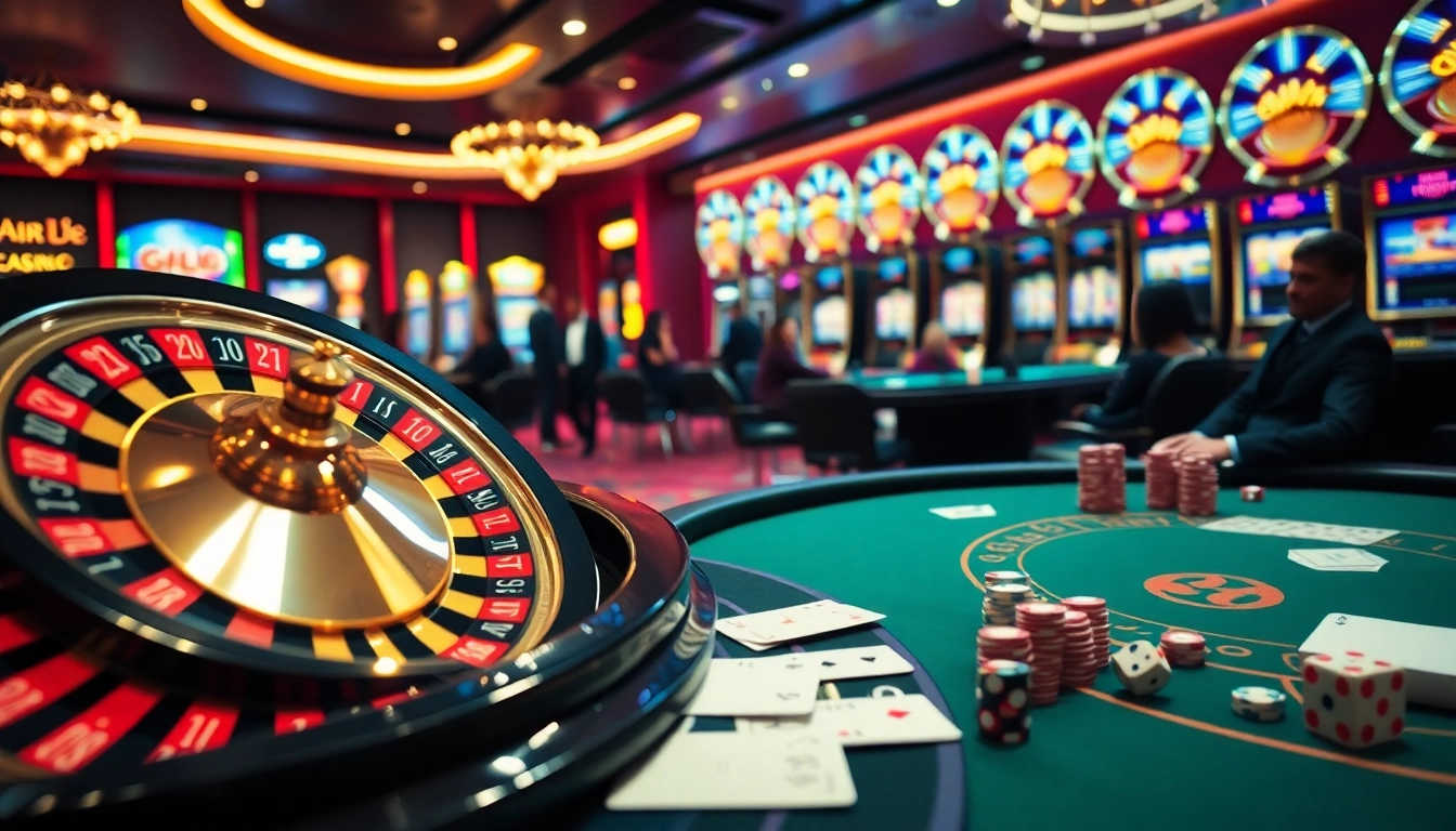 Experience thrilling gameplay at https://gg88se.com/ with a vibrant casino scene showcasing poker and roulette games.