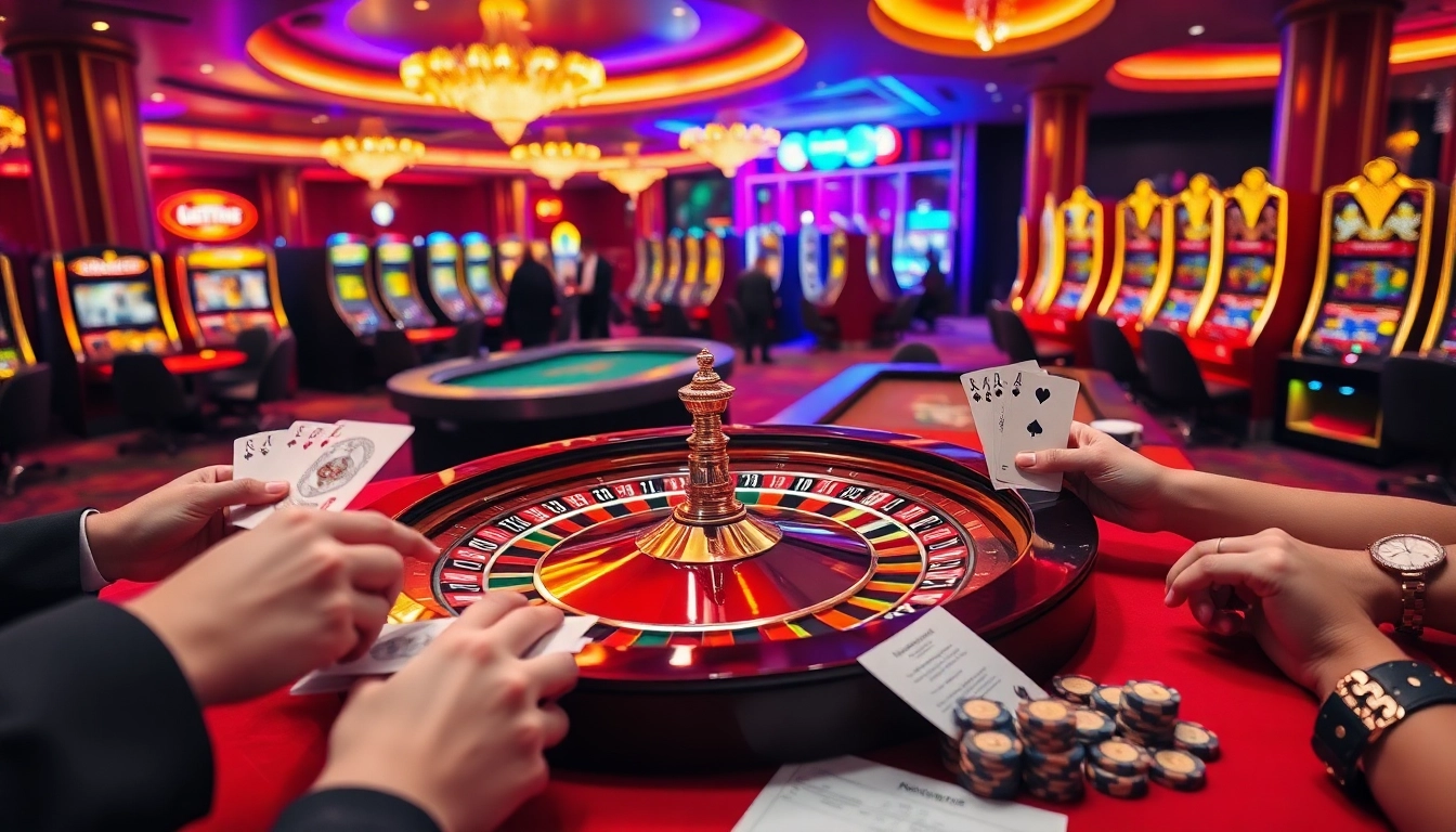 Experience thrilling gaming at https://bet88b.us.com/ with vibrant tables and a roulette wheel.
