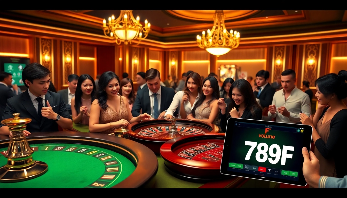 Engaging players at a luxurious casino scene, focusing on 'đăng nhập 789F' with interactive gaming elements.