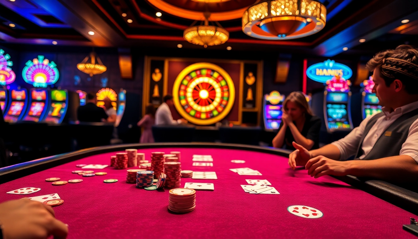 Players enjoying a game at http://789clubar.com/ poker table with chips and cards.
