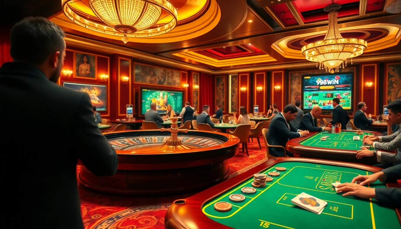Engaging players using the app 98win at a glamorous online casino table.