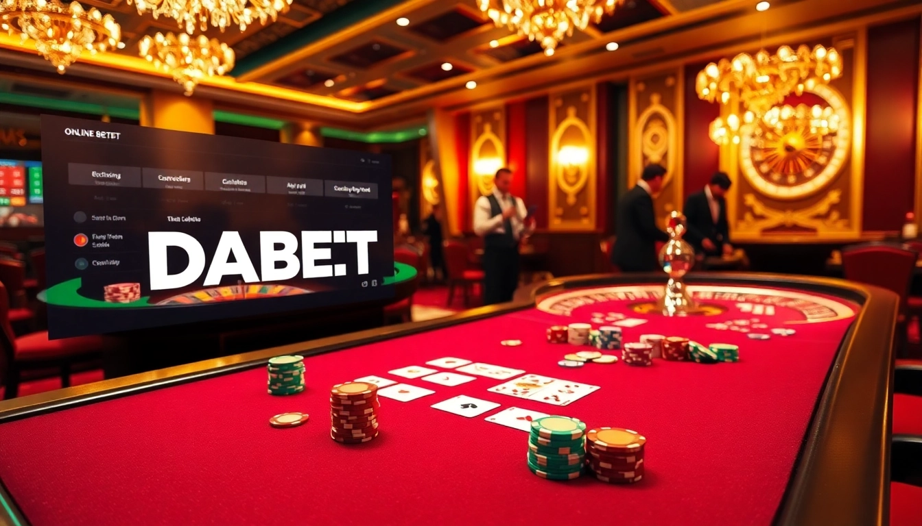 DABET offers an exciting poker experience with vibrant casino visuals and modern betting options.