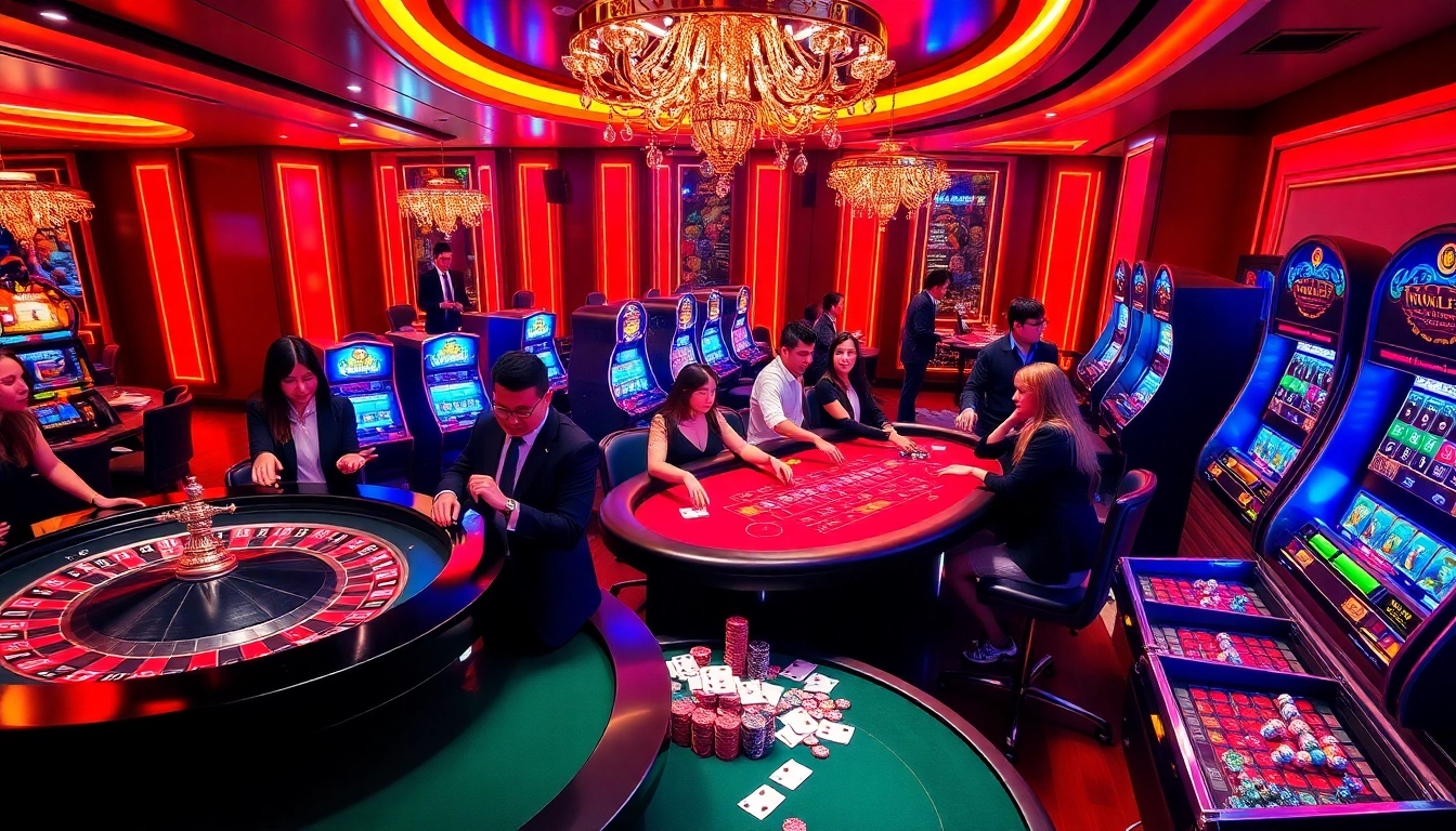 Engaged players enjoying various games at ww88 online casino tables, showcasing excitement and luxury.
