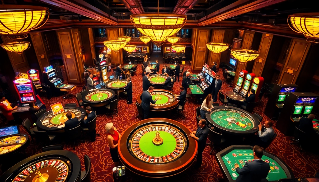 The exciting casino experience at c54.gb.net, featuring lively games and vibrant decor.