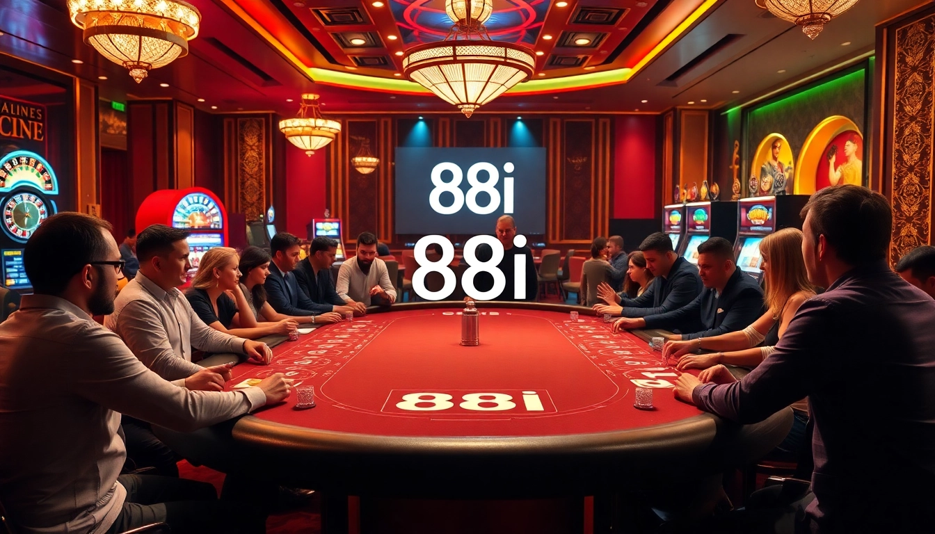 Experience thrilling gameplay at 88i's luxurious poker table with colorful chips and vibrant casino elements.