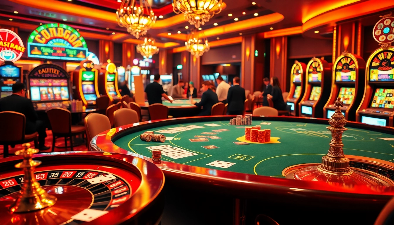 Experience the thrill of betting at 88vv with luxurious casino tables, vibrant slots, and eager gamblers.