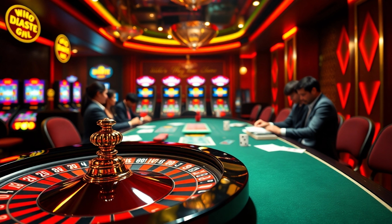 Experience luxury gaming at u888 with an exciting poker table scene and vibrant slot machines.