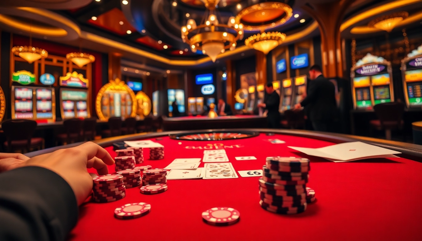 Experience excitement at GG88's luxurious casino, featuring poker chips and vibrant cards.