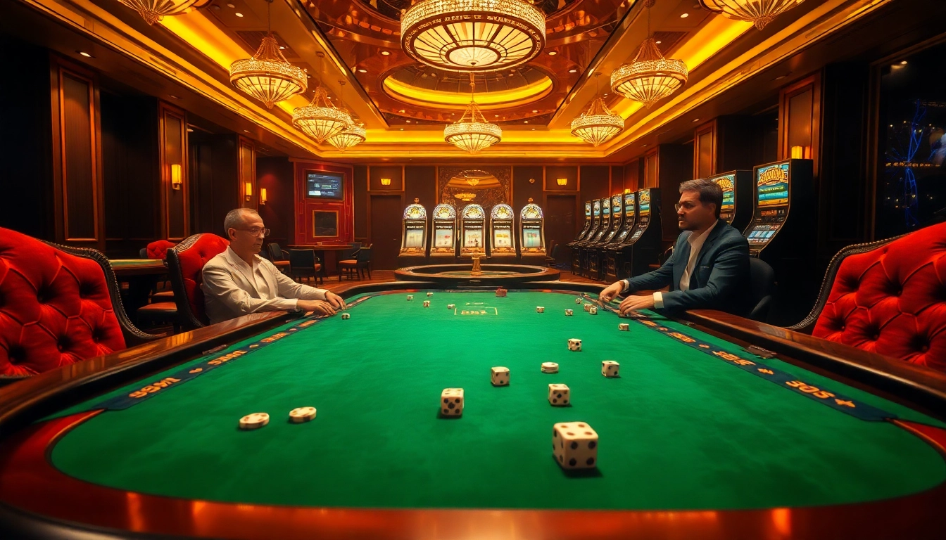 A thrilling gambling scene showcasing poker and roulette with 88i elements, exuding luxury and excitement.