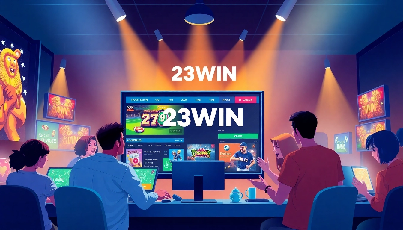 23WIN gaming platform showcasing vibrant graphics and diverse players.