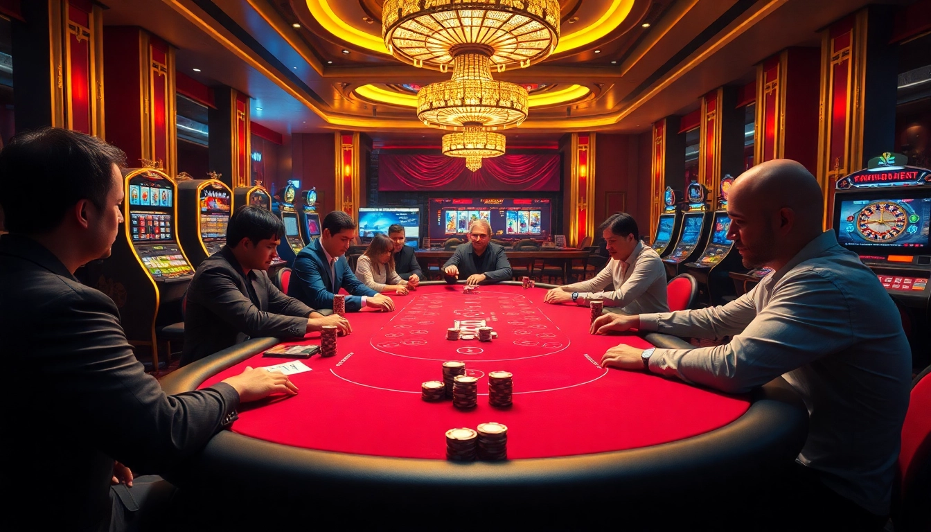 Engaged players at a luxurious poker table enhancing their strategy at https://fly88seo.com/.
