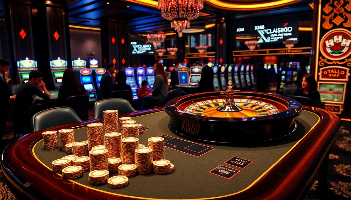 Experience thrilling gameplay at XX88 with a luxurious casino table and vibrant betting atmosphere.