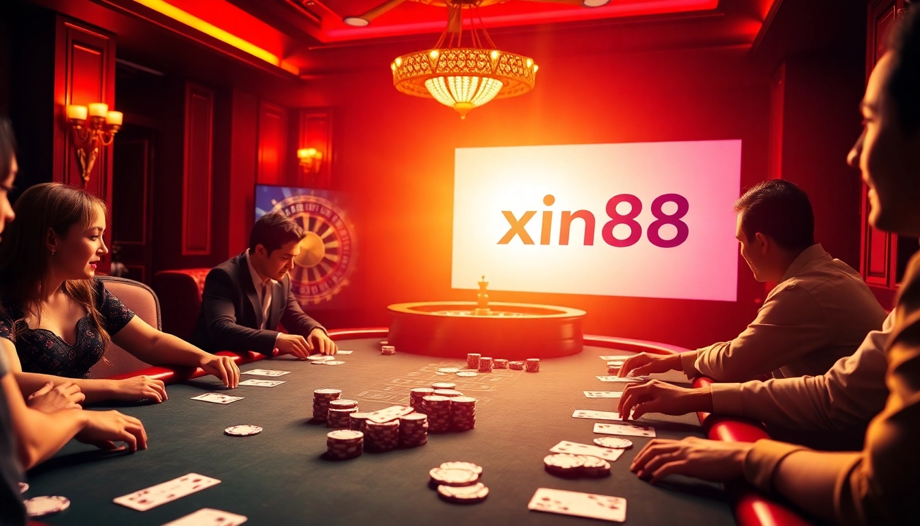 Experience the thrill of xin88 at an upscale poker table surrounded by excitement and luxury.