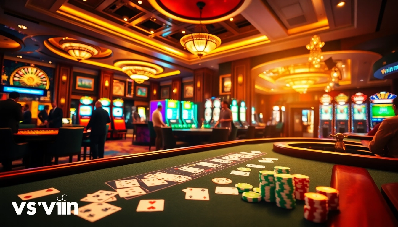 Experience the excitement of gaming with vswin.com in a luxurious casino setting.