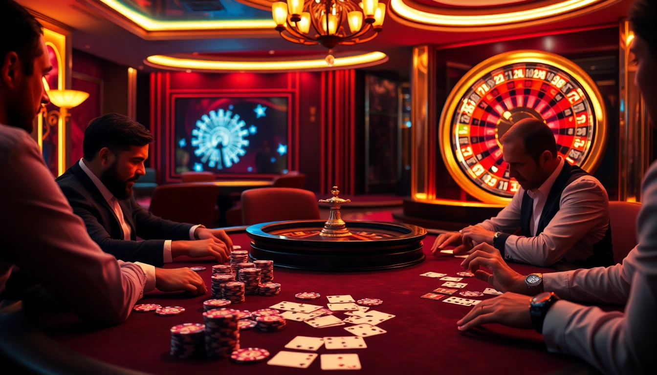 Gamblers engaging at a plush casino table while experiencing the excitement of RIKVIP.