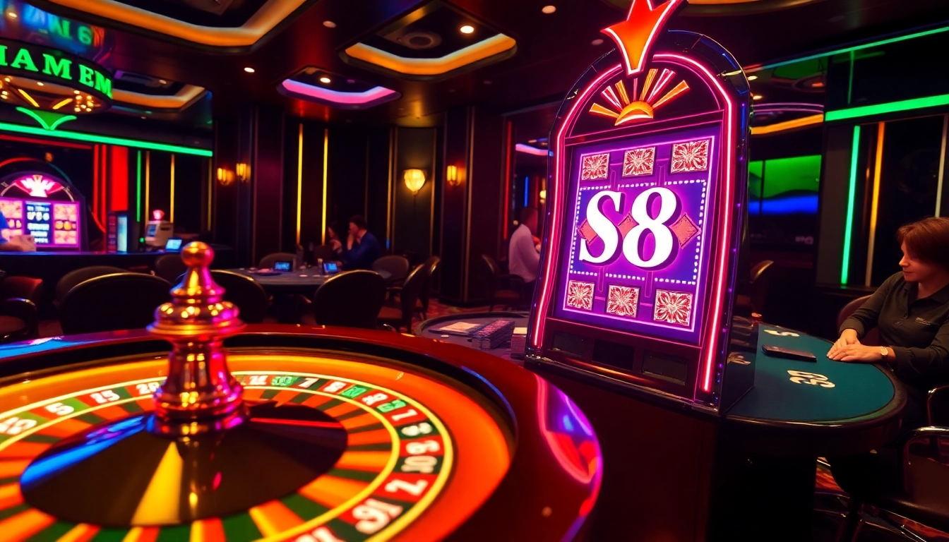Enhance your chances with S8 strategies at a vibrant casino table filled with chips.